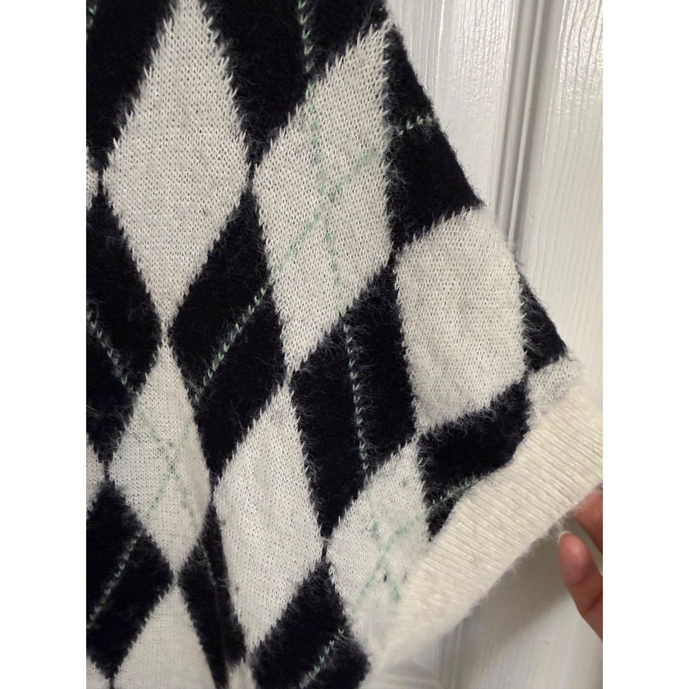 Free People Sweater Women's Small Through The Motions Argyle Vest Cropped Boxy - Picture 6 of 14